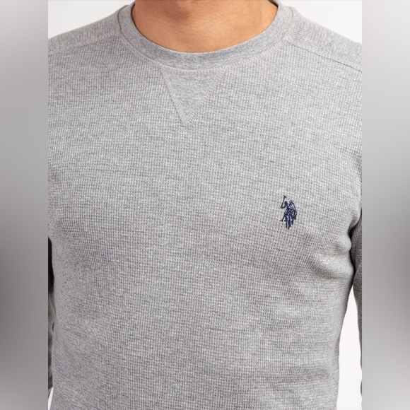 U.S. Polo Assn. Crew Neck Thermal Men's Size XL Grey Heather Long Sleeve Vintage - Picture 7 of 9